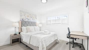 2 bedrooms, individually decorated, individually furnished, desk