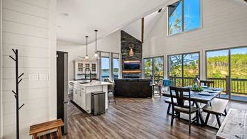 TV, fireplace, video games, offices