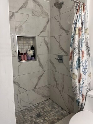 Ducha, secador de pelo, bidé y toallas