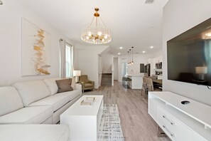 Townhome, 6 Bedrooms | Living area | Smart TV - Boutique Retreat, Azzure Resort, Near Orlando And Disney By Shine Villas 6 Bedroom Townhouse (Davenport)