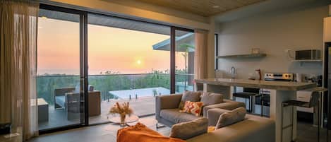 Villa Deluxe, vue sur l’océan | Aire de séjour