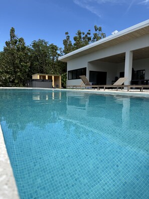 Outdoor pool, open 7:00 AM to 8:00 PM, pool umbrellas, pool loungers
