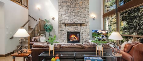 TV, fireplace