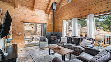 Smart TV, fireplace, video games, books