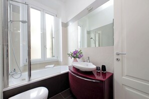 Regadera, secadora de cabello, bidet, toallas 