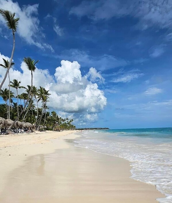 On the beach, beach towels