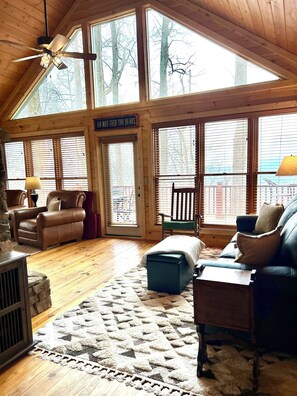 Smart TV, fireplace, video games, DVD player