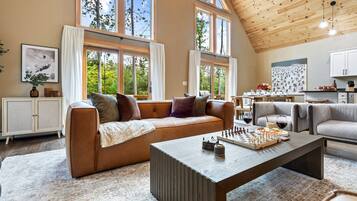 Smart TV, fireplace, video games, foosball
