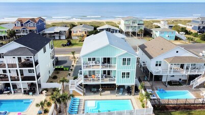 Spacious Oceanview 8-bedroom house with WiFi, AC & Pool in tranquil Holden Beach