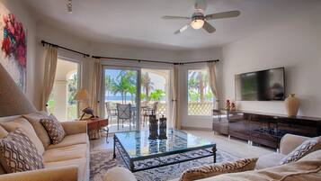 TV, books, stereo, offices