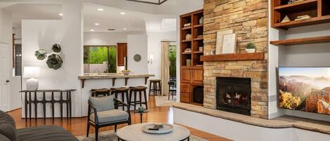 Télévision, cheminée