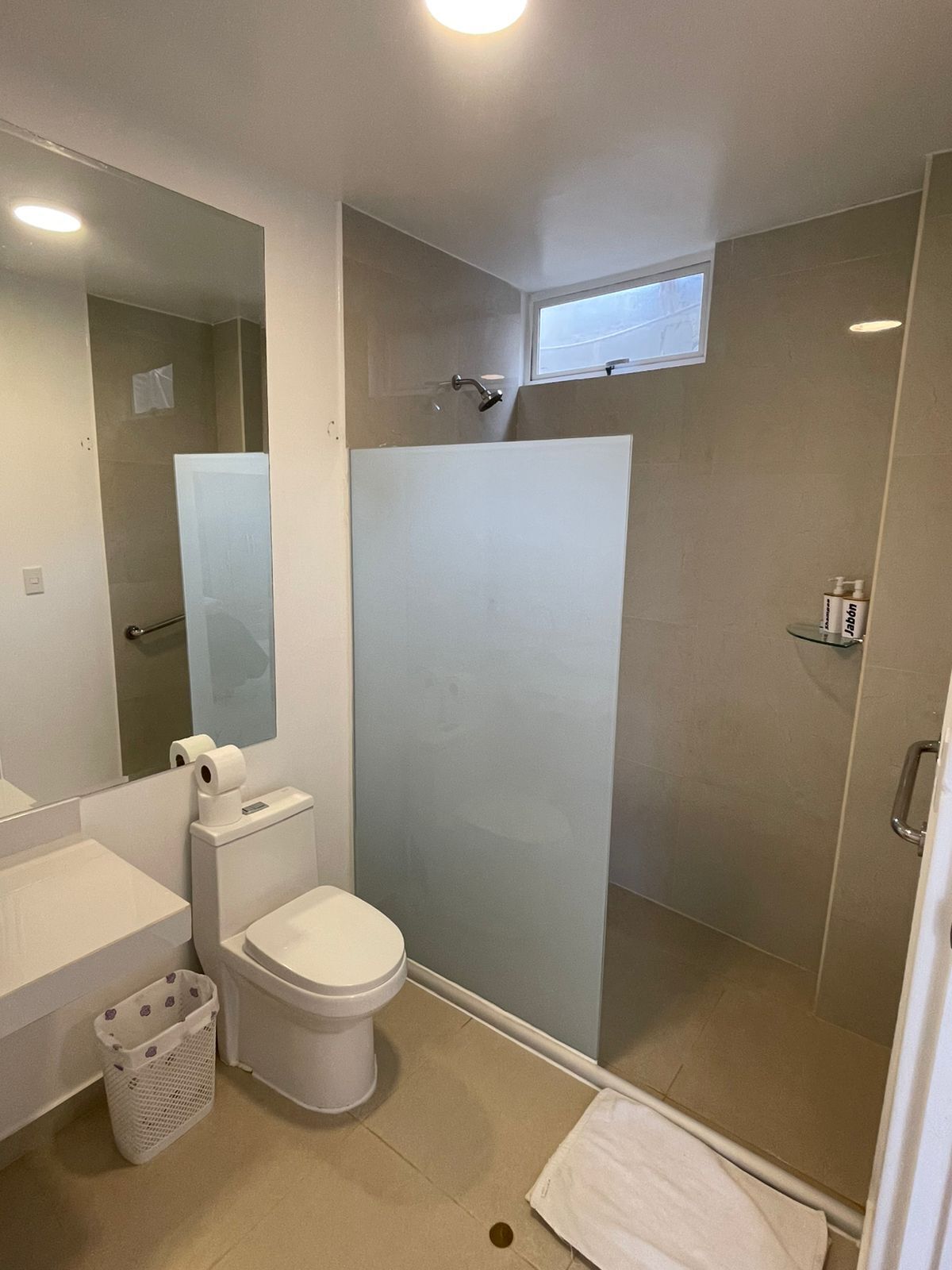 Towels, soap, shampoo, toilet paper