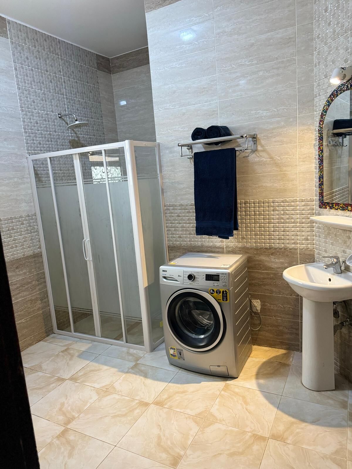 Hair dryer, towels