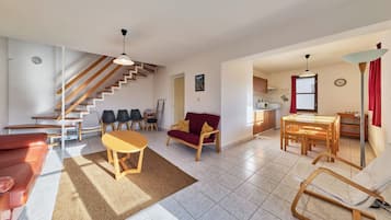 TV, fireplace, table football