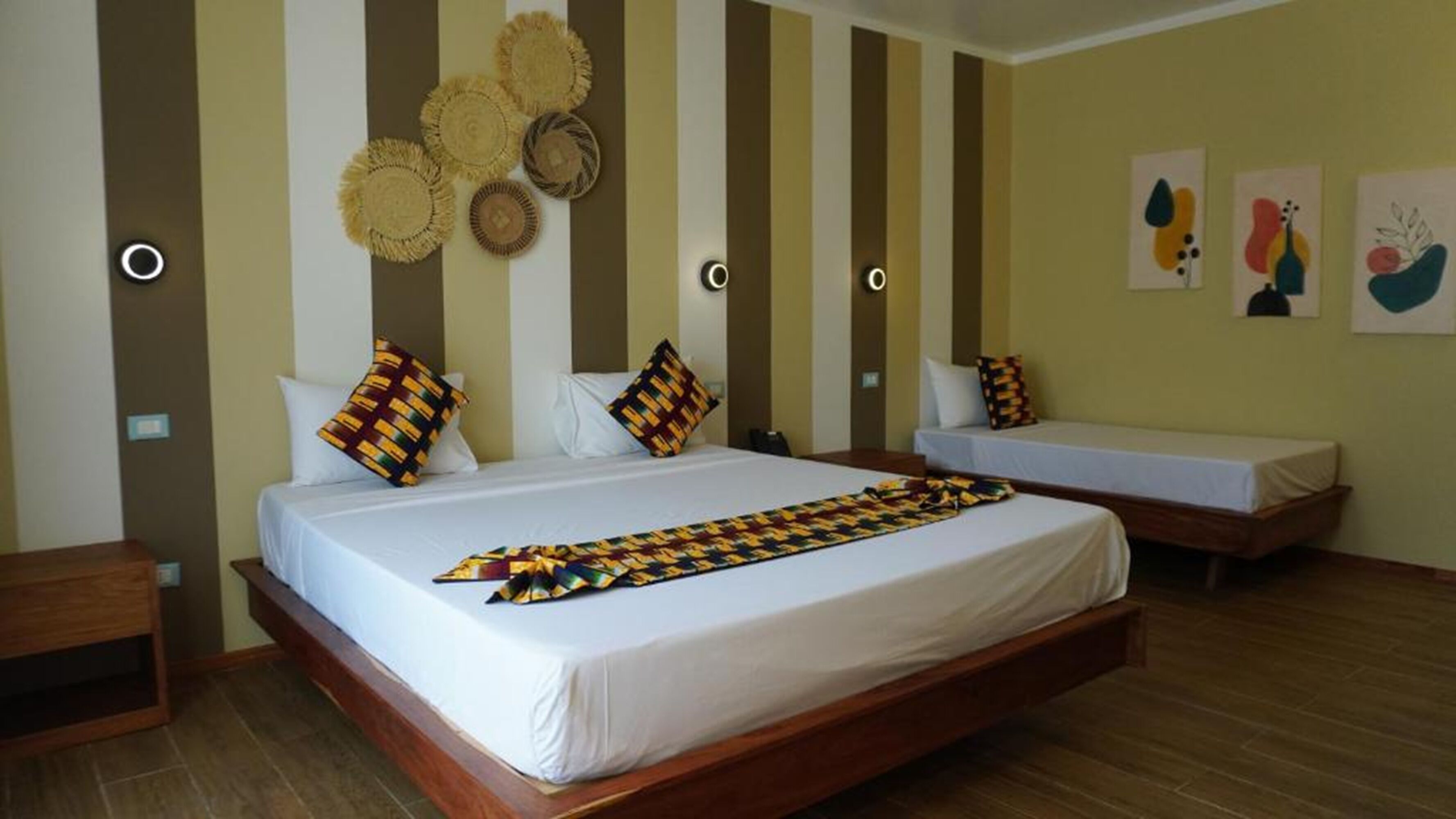 Triple Room, Sea View | Down duvets, in-room safe, blackout curtains, bed sheets