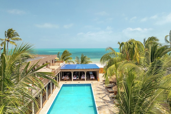 Outdoor pool, pool umbrellas