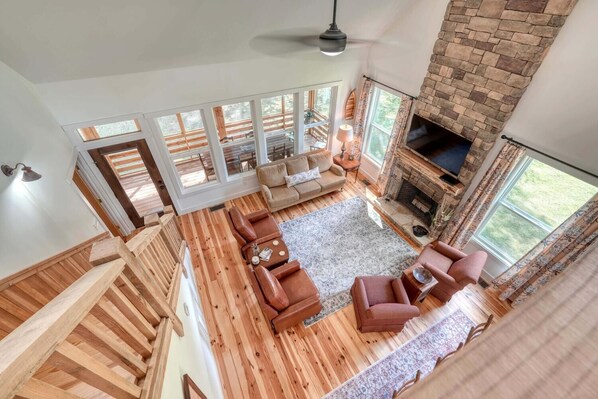 Smart TV, fireplace, DVD player, video library