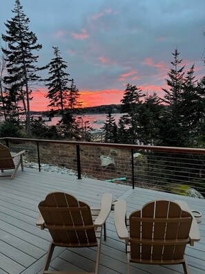 Terrace/patio - Luxury waterfront property with pier -- wonderful views and sunsets 
 (South Thomaston)
