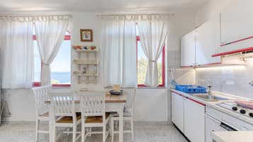 Fridge, oven, stovetop, coffee/tea maker