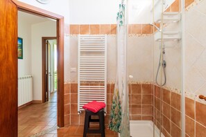 Ducha, secador de pelo y toallas