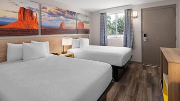 Room, 2 Double Beds, Mobility Accessible, Non Smoking (Roll-in Shower) | Desk, laptop workspace, free WiFi, bed sheets