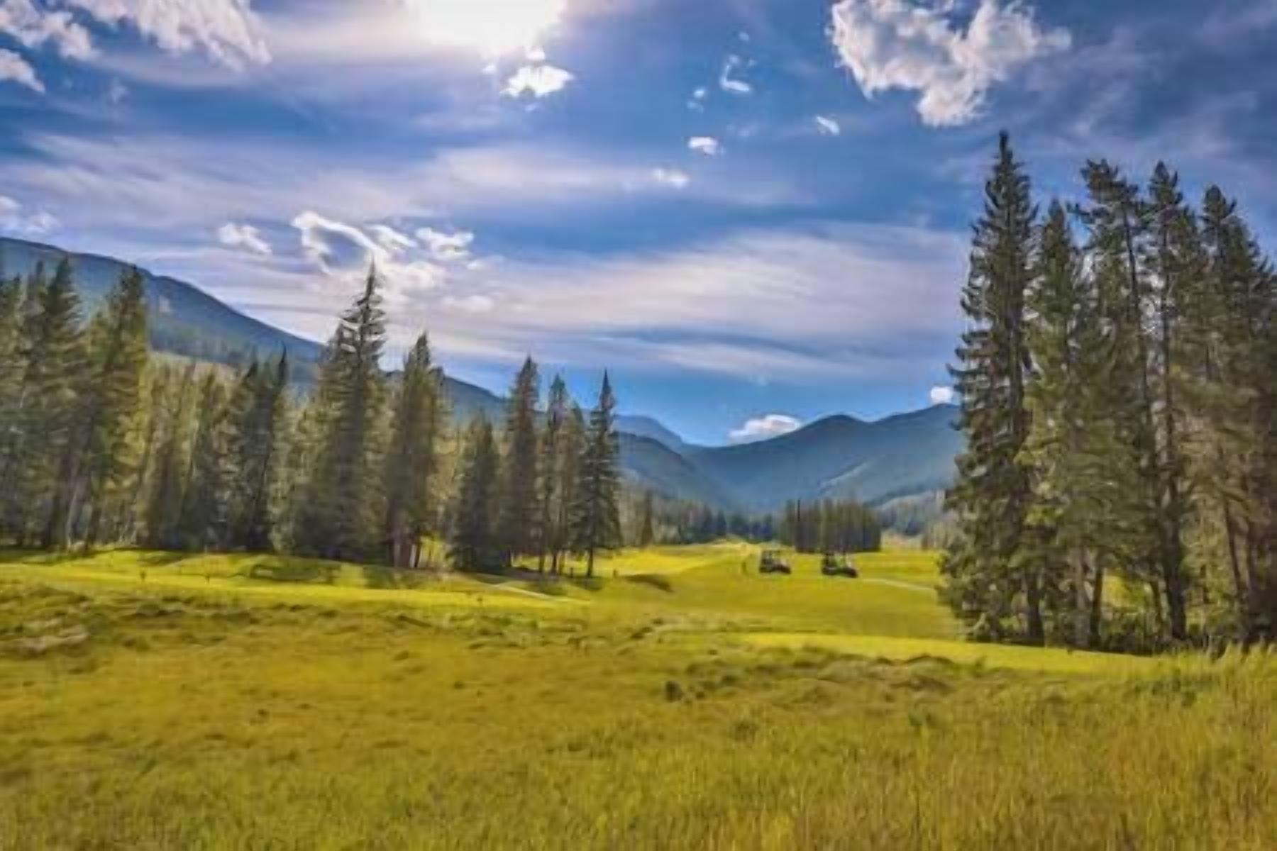 A wide-open field with a mountain range in the background and a clear sky.