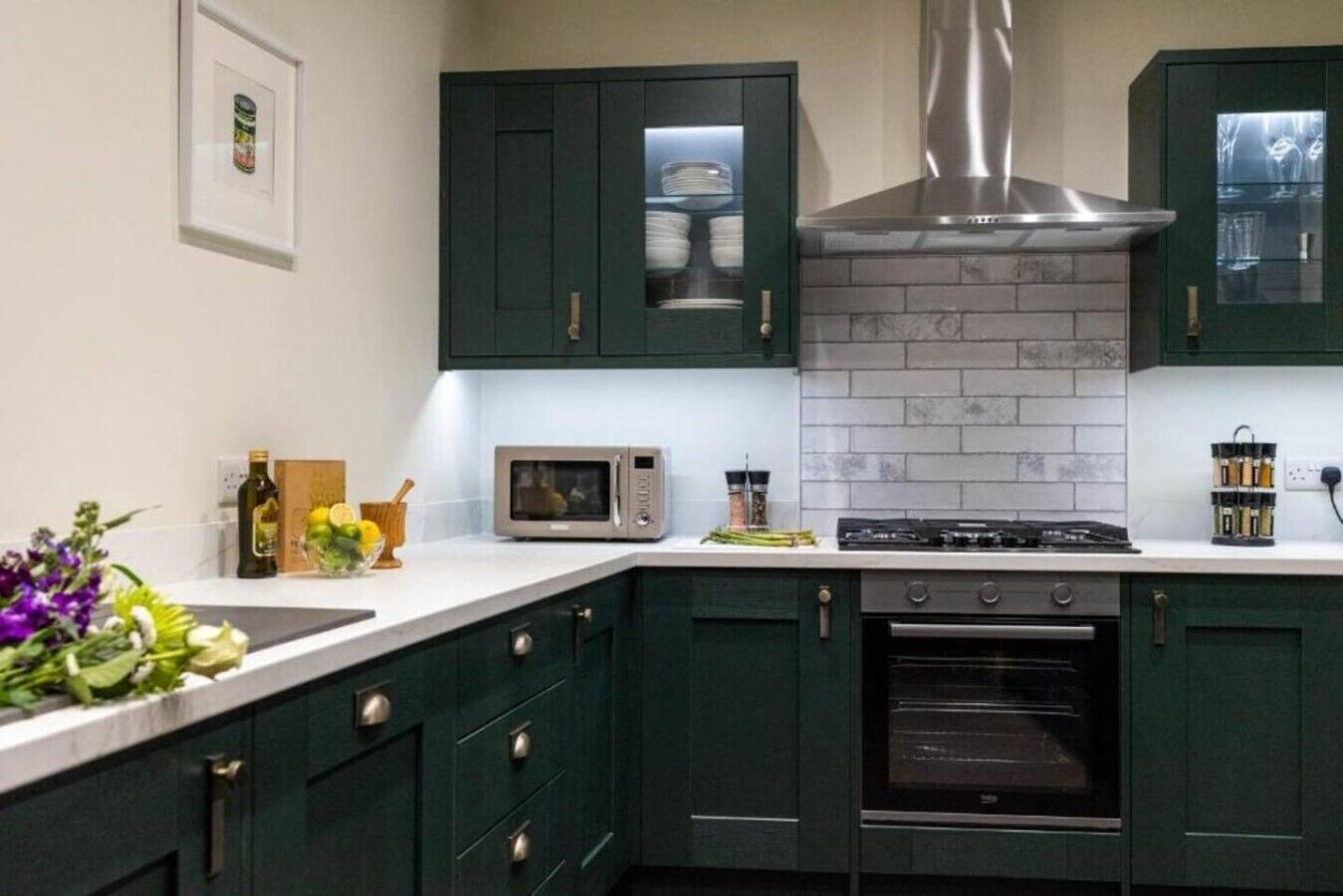 Fridge, microwave, oven, dishwasher