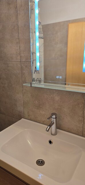 Shower, hair dryer, toilet paper