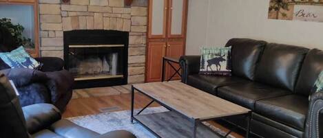 Televisión y chimenea