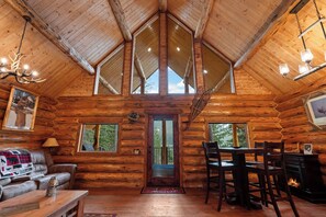 Living area - Rustic Cabin on Spoon Lake with Stunning Views (Columbia Falls)