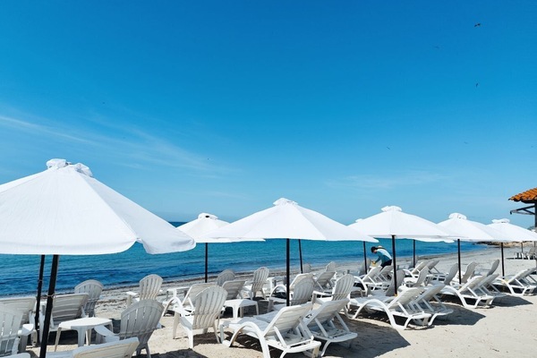 Private beach, beach bar