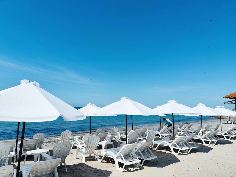 Private beach, beach bar