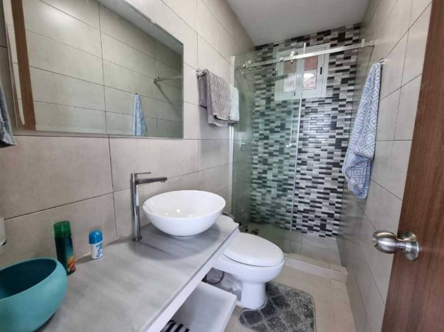 Secador de pelo, toallas, jabón, papel higiénico