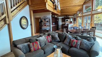 Smart TV, fireplace, DVD player, books