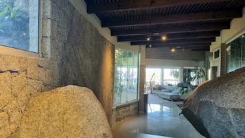 Honeymoon House, Fireplace, Beach View | Interior