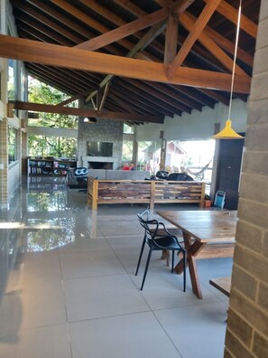 Honeymoon House, Fireplace, Beach View | Living area