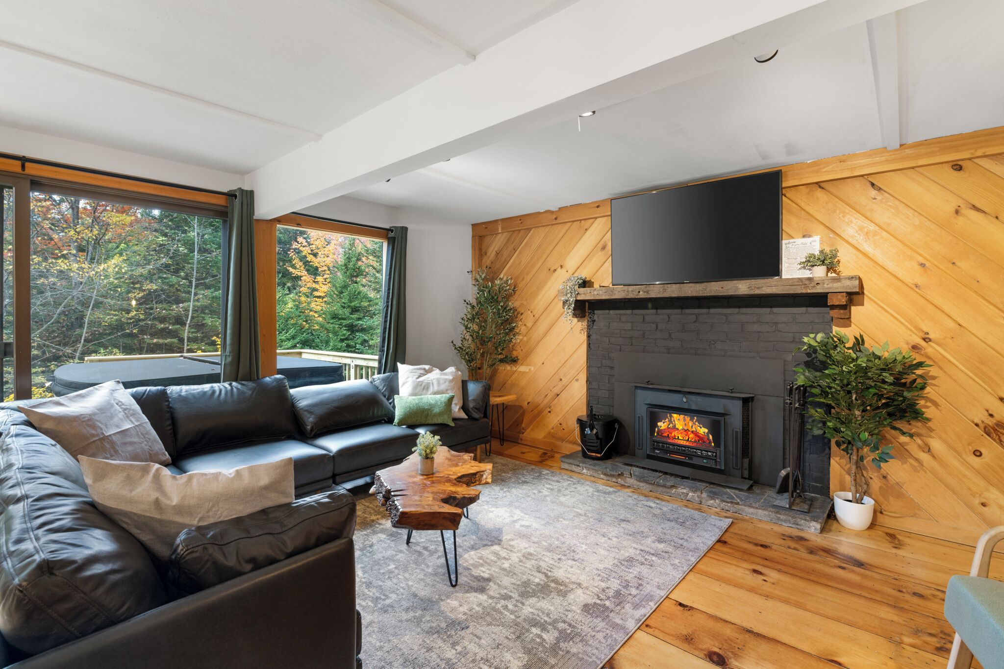 Smart TV, fireplace, ping pong