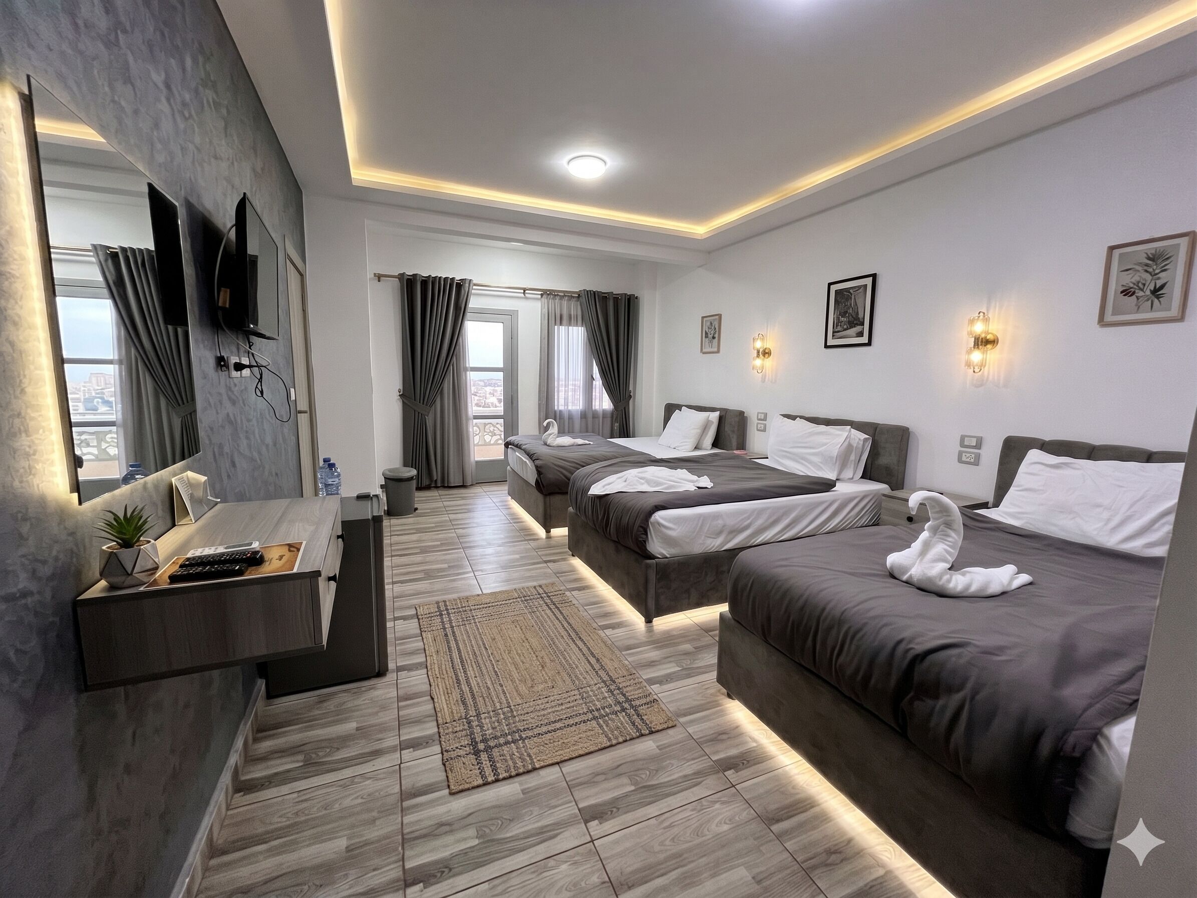 Quadruple Room, Balcony, City View | Soundproofing, free WiFi, bed sheets