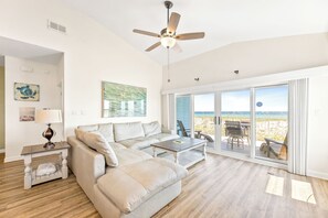 TV, fireplace - Portside Villa #36 Pet-Friendly Beachfront Haven By DogBeach (Pensacola Beach)