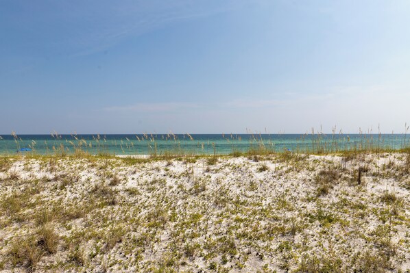 On the beach, beach towels