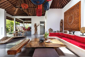 Villa, Private Pool | Living area | 32-inch Smart TV with satellite channels