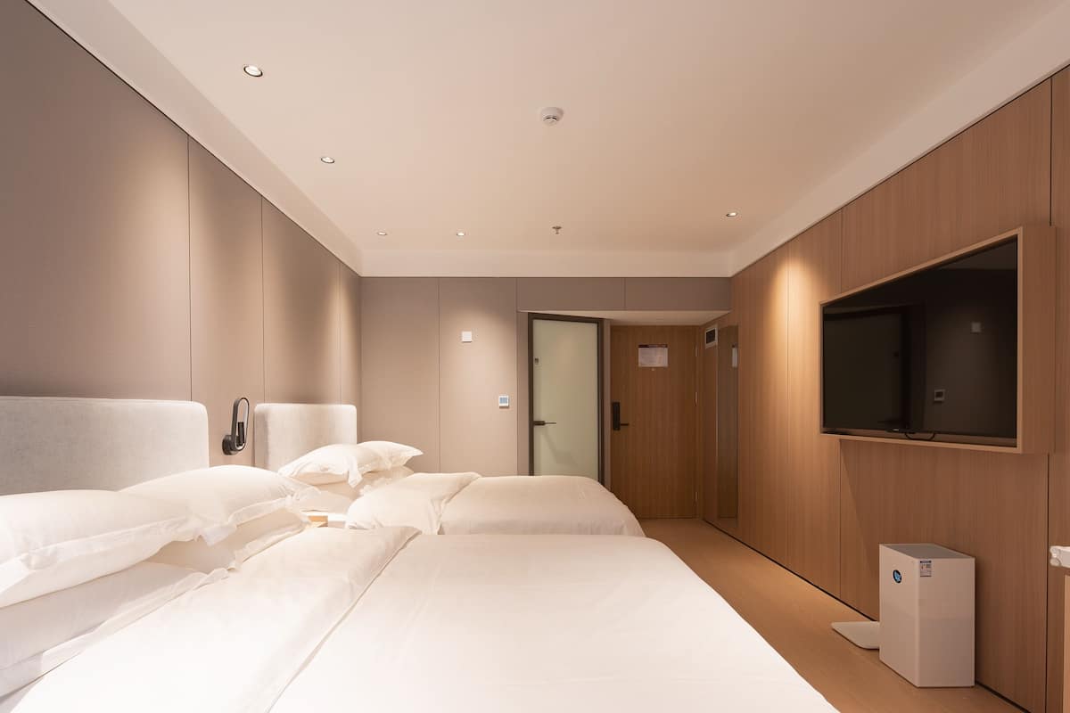 Quarto duplo superior | 1 quarto, roupas de cama premium, cortinas blackout