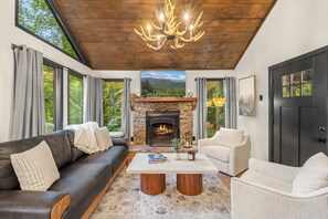 TV, fireplace, video games, offices