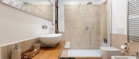 Dusche, Haartrockner, Bidet, Handtücher