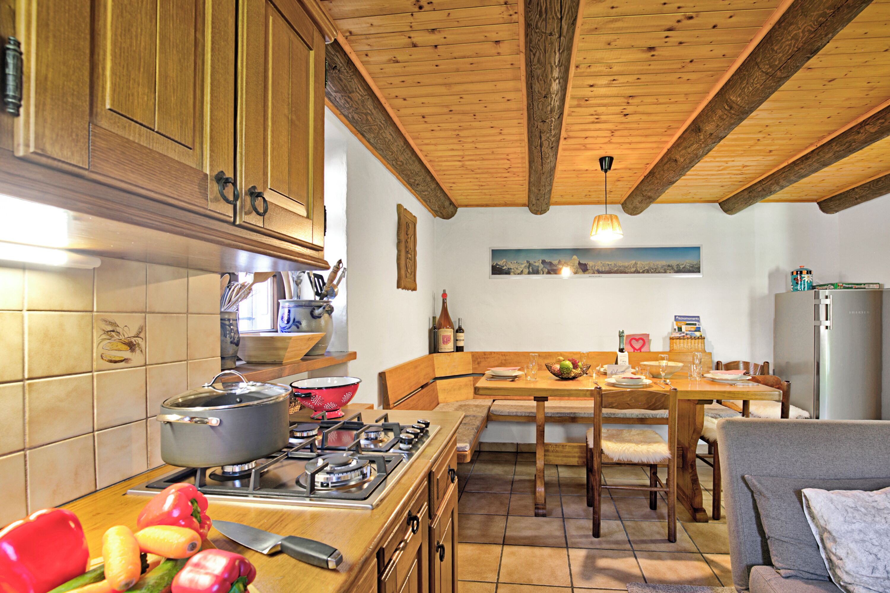 Fridge, stovetop, coffee/tea maker, cookware/dishes/utensils