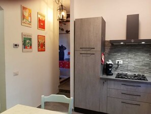 Fridge, oven, stovetop, coffee/tea maker