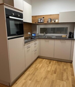 Fridge, oven, stovetop, dishwasher