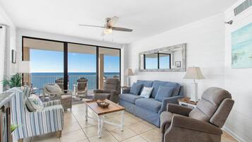 Signature Condo, Beach View | Living room | 55-inch Smart TV with cable channels