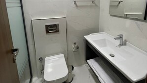 Family Triple Room, Balcony | Bathroom | Shower, hair dryer, towels, soap - DENİZ HOTEL (Izmir)