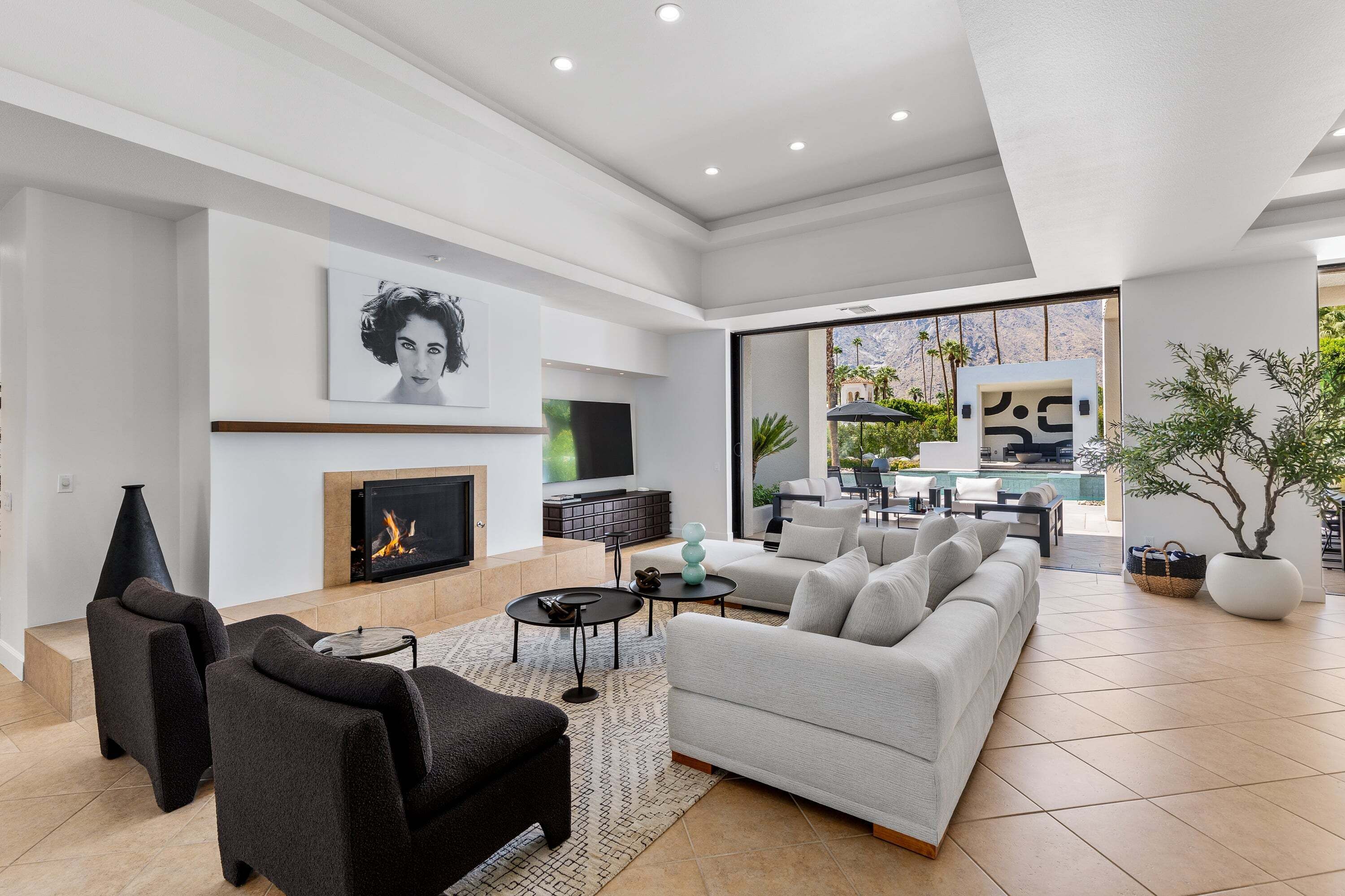 Smart TV, fireplace